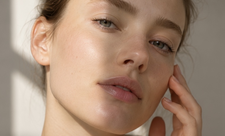 Frisches, ebenmäßiges Hautbild im Gesicht nach einem Laser Facial
